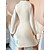 cheap Spring&amp;Autumn Dress-Women&#039;s Casual Dress Sweater Dress Bodycon Cold Shoulder Mini Dress Fashion Elegant Party Date Going out Long Sleeve Stand Collar Slim 2023 Beige Color S M L XL Size