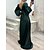 cheap Party Dresses-Women&#039;s Long Dress Maxi Dress Prom Dress Party Dress Satin Dress Wine Purple Green Pure Color Long Sleeve Fall Winter Autumn Lace up Fashion V Neck Winter Dress Evening Party Vacation 2023 S M L XL