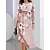 cheap Work Dress-Women&#039;s Casual Dress Floral Print Dress Crew Neck Print Midi Dress Outdoor Daily Fashion Streetwear Slim Long Sleeve Pink Blue Green Fall Winter S M L XL XXL
