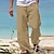 tanie lniane spodnie-Męskie Lniane spodnie Spodnie Letnie spodnie Spodnie plażowe Ściągana na sznurek Elastyczny pas Prosta noga Równina Komfort Joga Codzienny Moda Moda miejska Granatowy Czarny