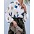 cheap Blouses &amp; Shirts-Women&#039;s Shirt Lantern Sleeve Blouse Red Blue Button Print Floral Casual Holiday Long Sleeve Standing Collar Fashion Regular Fit Floral Spring &amp;  Fall