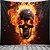 abordables Víspera de Todos los Santos telas decorativas-Tapiz de Calaveras de Fuego de Halloween Colgante Arte de Pared Tapiz Grande Decoración Mural Fotografía Fondo Manta Cortina Decoración para Hogar Dormitorio Sala de Estar