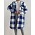 cheap Coats &amp; Jackets-Women&#039;s Coat Outdoor Going out Casual Daily Waterproof Warm Single Breasted Button Print Daily Outdoor Casual Turndown Loose Fit Plaid Outerwear Fall Winter Long Sleeve Black and white grid Apricot