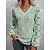 cheap Blouses &amp; Shirts-Women&#039;s Shirt Lantern Sleeve Blouse Pink Green Gray Lace Print Graphic Floral Color Gradient Casual Holiday Long Sleeve V Neck Fashion Regular Fit Floral Spring &amp;  Fall Lantern Sleeve