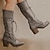 cheap Women&#039;s Boots-Women&#039;s Boots Motorcycle Boots Plus Size Work Boots Outdoor Daily Knee High Boots Winter Chunky Heel Round Toe Casual Industrial Style PU Lace-up Dark Brown Black Light Grey