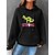 cheap Hoodies &amp; Sweatshirts-Women&#039;s Pullover Casual Pocket Black White Gray Graphic Geometric Letter Casual Hoodie Long Sleeve Fall &amp; Winter Micro-elastic