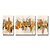 رخيصةأون لوحات تجريدية-لوحة زيتية بأوراق ذهبية برتقالية جبلية تجريدية مجموعة من 3 لوحات فنية جدارية سكين لوحات نسيج المناظر الطبيعية على قماش جدار فني كبير ملفوف (بدون إطار)