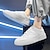 billige Herresneakers-Herre Kondisko Kontor / Bedrift Hvide sko Gang Afslappet Daglig Læder Bekvem Ankelstøvler Hjemmesko Hvid Grå Forår Efterår