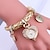 abordables Relojes de Cuarzo-Relojes de pulsera dorados y plateados a la moda para mujer, reloj de pulsera para mujer y niña, reloj de cuarzo redondo con corazón de amor