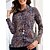 cheap Tees &amp; T-shirts-Women&#039;s T shirt Tee Blue Print Floral Daily Weekend Long Sleeve High Neck Fashion Regular Fit Floral Painting Fall &amp; Winter