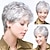 billiga äldre peruk-korta lockiga grå pixie peruker för vita kvinnor sliver grå lager syntetisk peruk naturligt utseende pixie cut fluffiga peruker med lugg