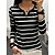 cheap Tees &amp; T-shirts-Women&#039;s T shirt Tee Black White Print Striped Daily Weekend Long Sleeve V Neck Fashion Regular Fit Painting Spring &amp;  Fall