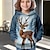cheap Girl&#039;s 3D Hoodies&amp;Sweatshirts-Girls&#039; 3D Deer Hoodie Pullover Long Sleeve 3D Print Animal Cartoon Fall Winter Active Fashion Cute Polyester Kids 3-12 Years Outdoor Casual Daily Regular Fit