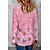 cheap Hoodies &amp; Sweatshirts-Women&#039;s T shirt Tee Pink Print Heart Valentine Weekend Long Sleeve V Neck Fashion Regular Fit Painting Spring &amp;  Fall