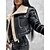 cheap Coats &amp; Jackets-Women&#039;s Faux Leather Jacket Fall Winter Street Daily Wear Vacation Regular Coat Windproof Breathable Regular Fit Casual Daily Street Style Jacket Long Sleeve with Pockets Color Block Black khaki Beige