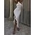 cheap Party Dresses-Women&#039;s Midi Dress Party Dress Cocktail Dress Sheath Dress White Pure Color Sleeveless Spring Fall Winter Ruffle Fashion Halter Neck Birthday Wedding Guest Vacation 2023 S M L