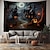 cheap Trippy Tapestries-Halloween Creepy Mansion Hanging Tapestry Wall Art Large Tapestry Mural Decor Photograph Backdrop Blanket Curtain Home Bedroom Living Room Decoration Pumpkin Graveyard Halloween Decorations