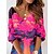 cheap Casual Dresses-Women&#039;s Casual Dress Abstract Print Dress V Neck Print Mini Dress Outdoor Daily Fashion Streetwear Loose Fit 3/4 Length Sleeve Light Pink Blush Pink Purple Fall S M L XL XXL