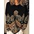 cheap Hoodies &amp; Sweatshirts-Women&#039;s T shirt Tee Black Print Graphic Daily Weekend Long Sleeve Round Neck Basic Regular Fit Painting Spring &amp;  Fall