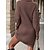 cheap Spring&amp;Autumn Dress-Women&#039;s Sweater Dress Plain Dress Ribbed Mini Dress Fashion Streetwear Daily Going out Weekend Long Sleeve Turtleneck Loose Fit 2023 Brown Color S M L Size