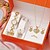 cheap Quartz Watches-6pcs/set Fashion Luxury Casual Quartz Watch Golden Color and Inlaid Cubic Zirconia Watch Heart Bracelet Necklace Earrings Set Gifts for Girls and Women