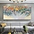 preiswerte Blumen-/Botanische Gemälde-Handgefertigtes handgemaltes Ölgemälde an der Wand, abstraktes Ölgemälde mit weißen blühenden Blumen auf Leinwand, originales goldenes Blumen-Acrylgemälde, modernes großes Wandkunst-Dekor, gerollte