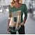 cheap Hoodies &amp; Sweatshirts-Women&#039;s T shirt Tee Pink Blue Green Print Plaid Daily Weekend Long Sleeve V Neck Fashion Regular Fit Painting Spring &amp;  Fall