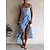 cheap Party Dresses-Women&#039;s Long Dress Maxi Dress Prom Dress Party Dress Wedding Guest Dress Blue Pure Color Sleeveless Summer Spring Fall Ruffle Fashion Spaghetti Strap Winter Dress Wedding Guest Evening Party 2023 S M