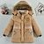 cheap Outerwear-Kids Boys Down Coat Outerwear Solid Color Long Sleeve Coat Outdoor Cool Adorable Daily Black Blue Brown Winter 3-7 Years