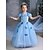 abordables Disfraces de películas y televisión-Frozen Princesa Elsa Vestido de niña de las flores Disfraz de fiesta temática Vestidos de tul Chica Cosplay de película Cosplay Víspera de Todos los Santos Azul 1 Azul Azul cielo Víspera de Todos los