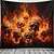 abordables Víspera de Todos los Santos telas decorativas-Tapiz de Calaveras de Fuego de Halloween Colgante Arte de Pared Tapiz Grande Decoración Mural Fotografía Fondo Manta Cortina Decoración para Hogar Dormitorio Sala de Estar