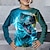 billige drenges 3d t-shirts-Drenge 3D Dinosaurus T-shirt Langærmet 3D-udskrivning Efterår Vinter Sport Mode Gade Polyester Børn 3-12 år Rund hals udendørs Afslappet Daglig Regulær