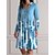 cheap Casual Dresses-Women&#039;s Shirt Dress Casual Dress Cotton Linen Dress Polyester Midi Dress Outdoor Daily Vacation Fashion Casual Daily Button Print Shirt Collar Spring Fall Winter 3/4 Length Sleeve Loose Fit 2023 Blue