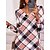 cheap Geometry Dress-Women&#039;s Casual Dress Plaid Print Dress V Neck Print Mini Dress Outdoor Holiday Active Fashion Regular Fit Long Sleeve Pink Fall Winter S M L XL XXL