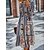 cheap Boho Dresses-Women&#039;s Casual Dress Print Tribal Sheath Dress A Line Dress Crew Neck Patchwork Print Long Dress Maxi Dress Outdoor Daily Fashion Streetwear Regular Fit Long Sleeve Wine Blue Fuchsia Spring Fall S M