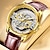 baratos Relógios Quartz-Relógio masculino oco de luxo, relógio automático de quartzo, esqueleto, vintage, luminoso, à prova d&#039;água, couro, aço inoxidável, relógio masculino, presente