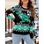 cheap Sweaters &amp; Cardigans-Women&#039;s Ugly Christmas Sweater Jumper Chunky Knit Patchwork Regular Crew Neck Animal Party Christmas Stylish Casual Drop Shoulder Fall Winter Green S M L