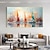 cheap Landscape Paintings-Handmade Oil Painting Canvas Wall Art Decor Original Colorful sailboat in full for Home Decor With Stretched FrameWithout Inner Frame Painting