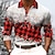 cheap Men&#039;s Button Up Polos-Plaid Snowflake Men&#039;s Casual Print 3D Golf Polo Outdoor Casual Daily Streetwear Polyester Long Sleeve Turndown Polo Shirts Red Green Fall &amp; Winter S M L Micro-elastic Lapel Polo