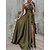 cheap Party Dresses-Women&#039;s Long Dress Maxi Dress Prom Dress Party Dress Satin Dress Army Green Pure Color Sleeveless Spring Fall Winter Ruffle Fashion One Shoulder Winter Dress Evening Party Wedding Guest 2023 S M L XL