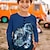 tanie chłopięce koszulki 3D-Dla chłopców 3D Dinozaur koszula Henleya Długi rękaw Druk 3D Jesień Zima Sport Moda Moda miejska Poliester Dzieci 3-12 lat Półgolf Na zewnątrz Codzienny Regularny