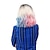 abordables Pelucas para disfraz-Peluca ombré rubia rosa y azul, pelo corto ondulado con parte lateral, pelucas cosplay para adultos, mujeres y niñas, para regalo de fiesta