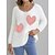 cheap Sweaters &amp; Cardigans-Women&#039;s Pullover Sweater Jumper Jumper Fuzzy Knit Oversized Regular Crew Neck Heart Daily Weekend Casual Fall Winter Beige S M L