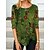 cheap Tees &amp; Tank Tops-Women&#039;s T shirt Tee Green Floral Print Long Sleeve Holiday Weekend Basic Round Neck Regular Fit Floral Painting Spring &amp;  Fall