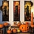 cheap Posters with Hangers-1pc Halloween Poster with Hangers Courtyard Skeleton Ghost Pumpkin Bat Party Witch Painting Lantern Enchantress Wall Art Canvas Posters Art For Home Living Room Decoration Wall Art Decor