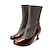 cheap Women&#039;s Boots-Women&#039;s Boots Plus Size Vintage Shoes Heel Boots Outdoor Daily Solid Color Color Block Mid Calf Boots Winter Kitten Heel Round Toe Elegant Vintage Casual Walking PU Zipper Black Purple Brown