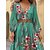 cheap Casual Dresses-Women&#039;s Casual Dress Print A Line Dress Print Dress V Neck Print Midi Dress Outdoor Daily Active Fashion Regular Fit Long Sleeve Light Green Green Spring Fall S M L XL XXL