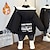 cheap Outerwear-Kids Boys Fleece Jacket Hoodie Jacket Outerwear Graphic Color Block Number Long Sleeve Zipper Coat Outdoor Adorable Daily Automatic button velvet jacket black Large back pocket velvet jacket black