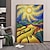 cheap Landscape Paintings-Original Starry Sky Oil Painting on Canvas Textured Wall Art Abstract Impressionism Harvest Painting Yellow Landscape Art Decor Bedroom Wall Decor (No Frame)