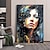 cheap People Paintings-Abstract Beautiful Moon Girl  Elegance Oil Painting on Canvas Large Wall Art Original Sleep Girl Portrait Handpainted Art Painting Living Room Decor (No Frame)
